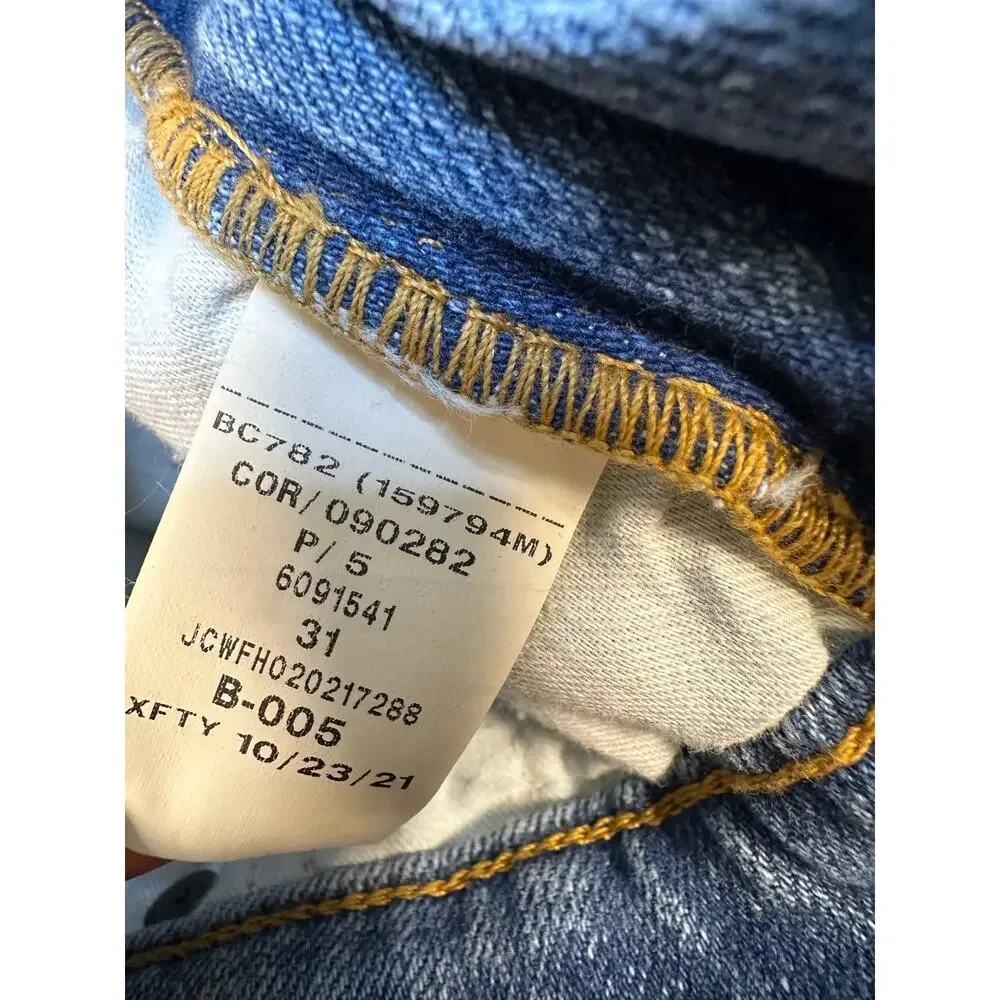 I. Crew High-Rise Classic Vintage Straight Leg Distressed Denim Jeans Size 31